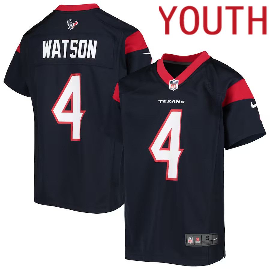 Youth Houston Texans #4 Deshaun Watson Nike Navy Player Game NFL Jersey